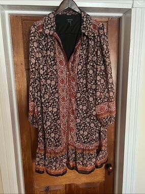 1. State Black & Rust Floral Boho Shirt Dress